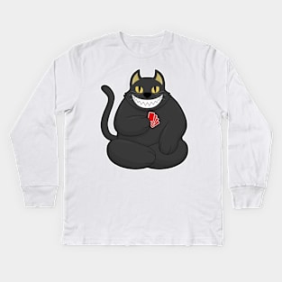 Cat at Poker with Poker cards Kids Long Sleeve T-Shirt